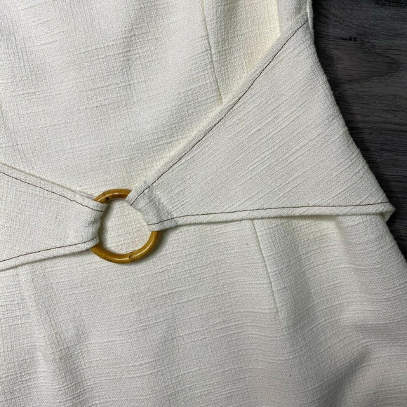 DAVID MEISTER | sz 8 Women's Cream Belted Knee Length Sleeveless Sheath Dress - Picture 4 of 7